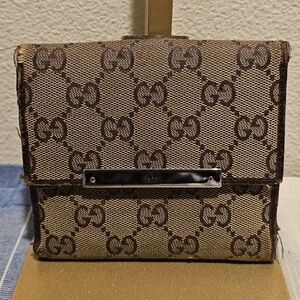 Gucci Beige and Brown Monogram Wallet